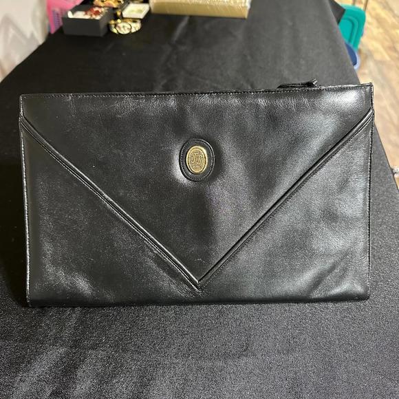 Vintage FS ORIGINALS Leather Black Envelope Style Clutch - Picture 1 of 4